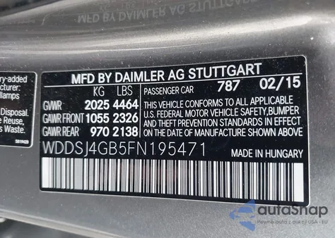 2015 Mercedes-Benz Cla 250 4Matic from USA, damaged, VIN WDDSJ4GB5FN195471